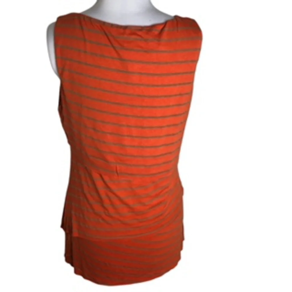 NWT V Cristina Orange/Tan Striped Fabric Layering Sleeveless Tunic Size XL - Picture 4 of 5
